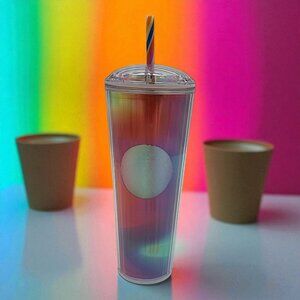 Starbucks 24 Oz Holographic Tumbler With Straw BPA-Free